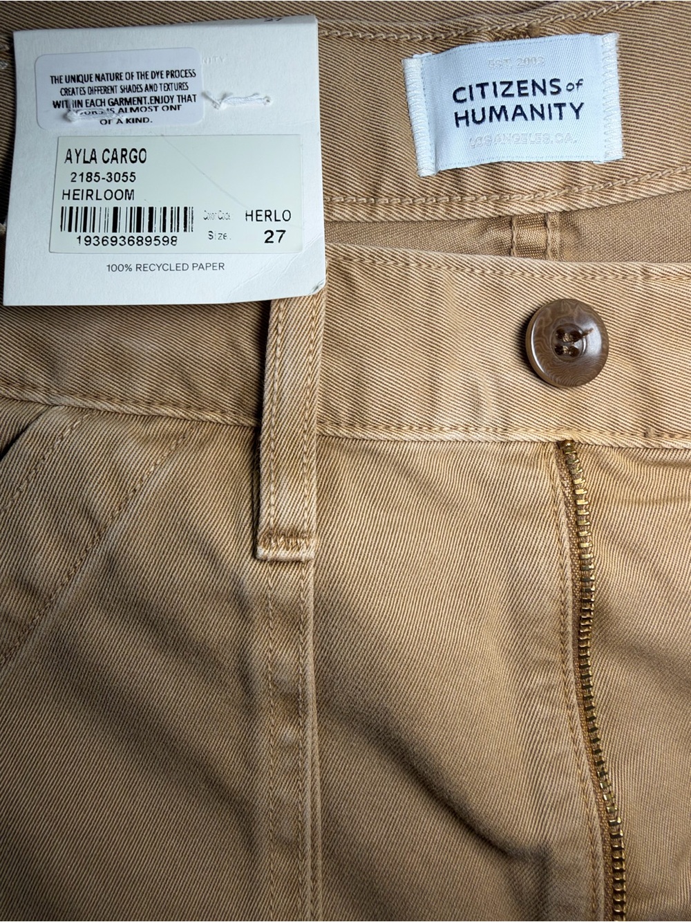 CITIZENS OF HUMANITY Wide-Leg High-Rise Pants in Khaki/Tan AYLA CARGO Size 27 - Picture 6 of 10